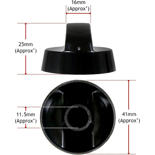SPARES2GO Air Fryer Knob Black Switch Universal Dial Button Multi Cooker Mini Oven 2