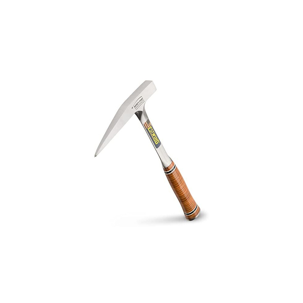 E13PM Rock Pick -Geological Hammer with Milled Face & Genuine Leather Grip - ,Brown,13 oz