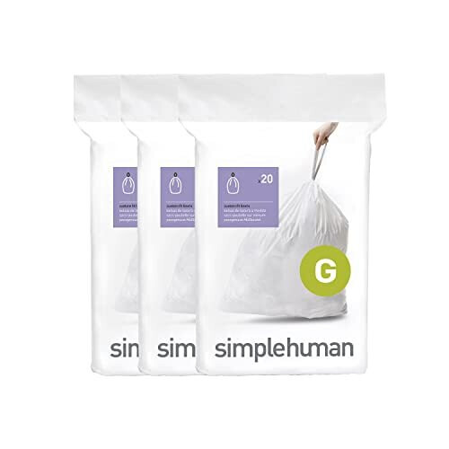 simplehuman code g custom Fit Drawstring Trash Bags in Dispenser Packs  60 count  30 Liter  8 gallon  White