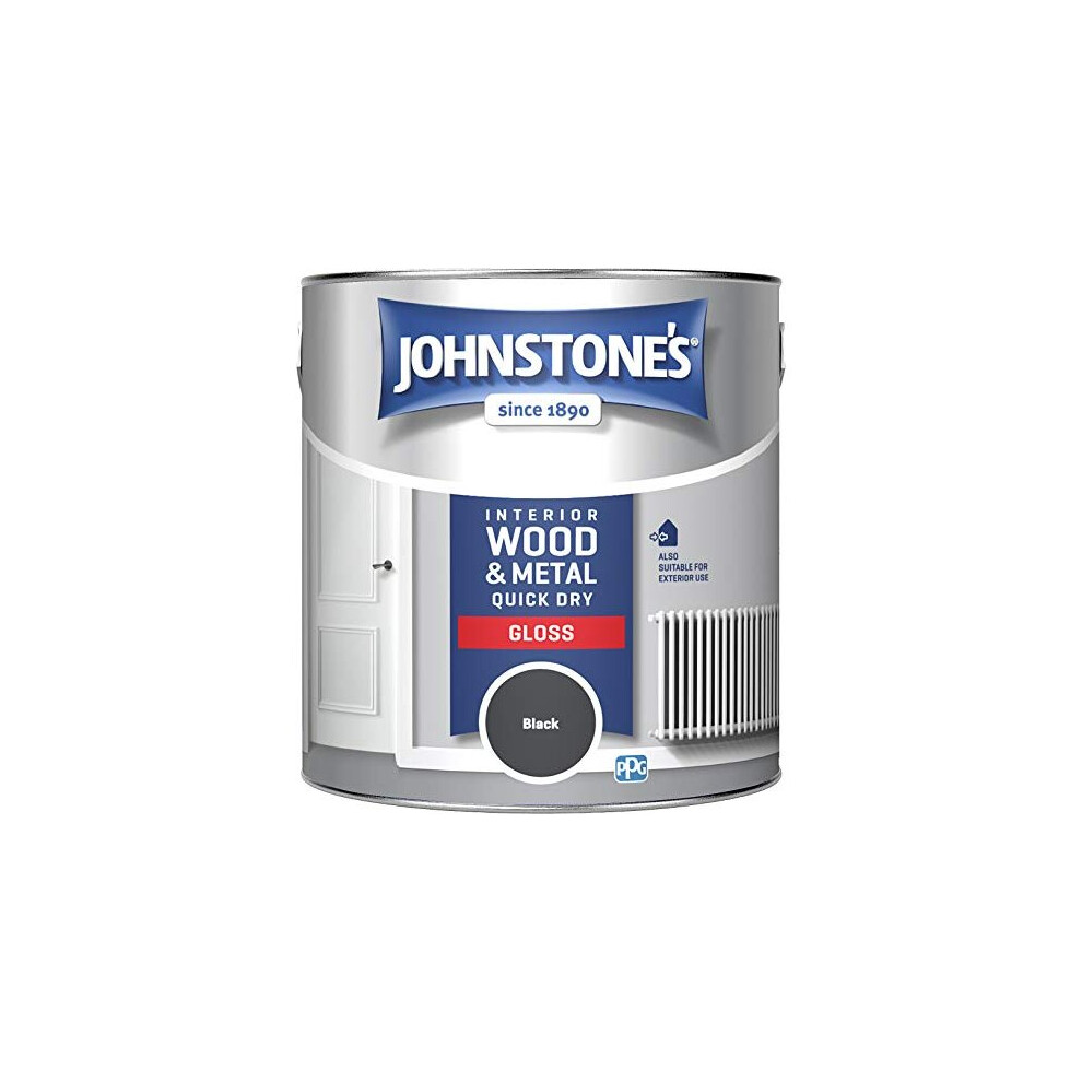 - Quick Dry Gloss - Black - Gloss Finish - Water Based - Interior Wood & Metal - Radiator Paint - Low Odour - Dry in 1-2 Hours - 2.5 L