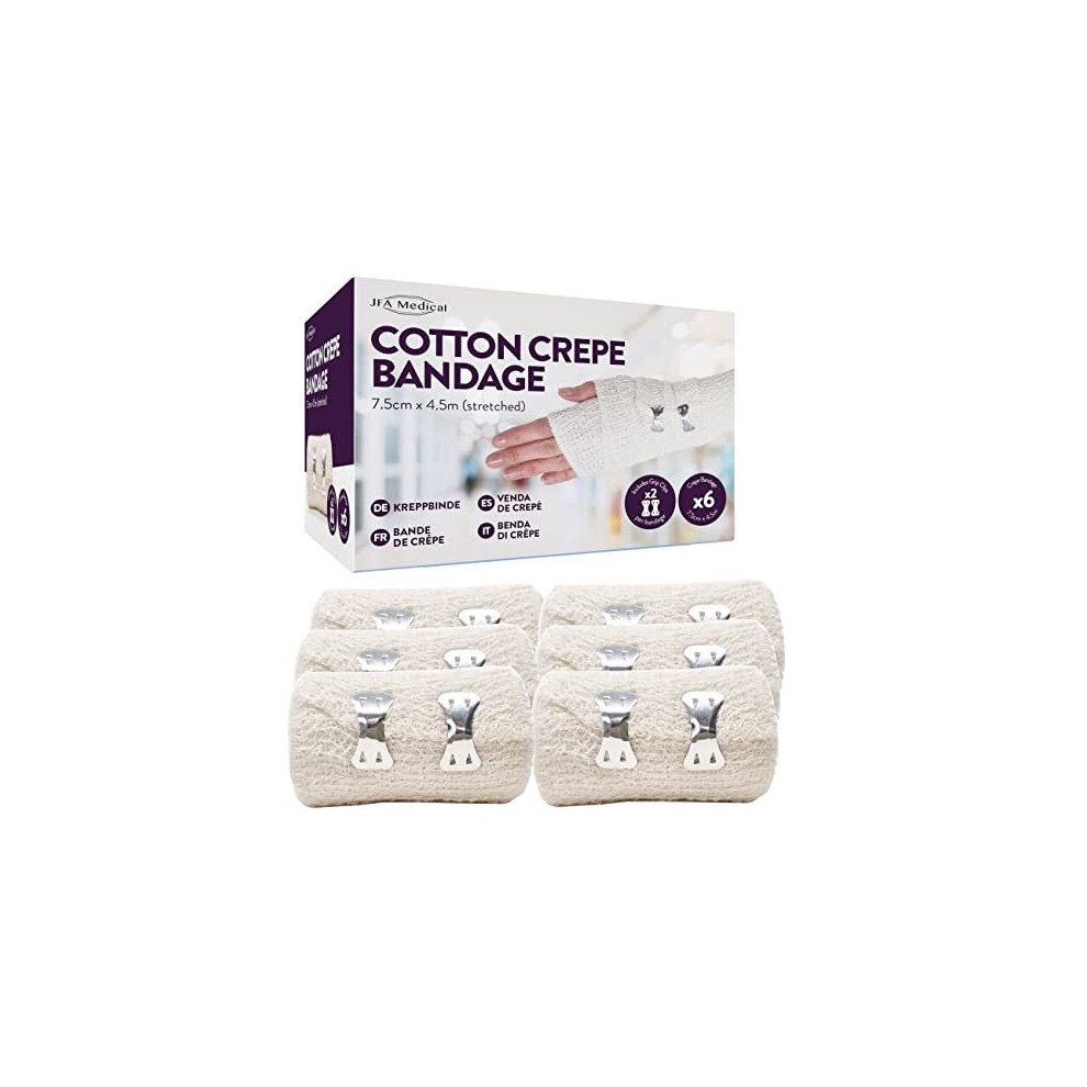 Jfa Medical Cotton Crepe Bandages 7.5Cm X 4.5M - Box Of 6