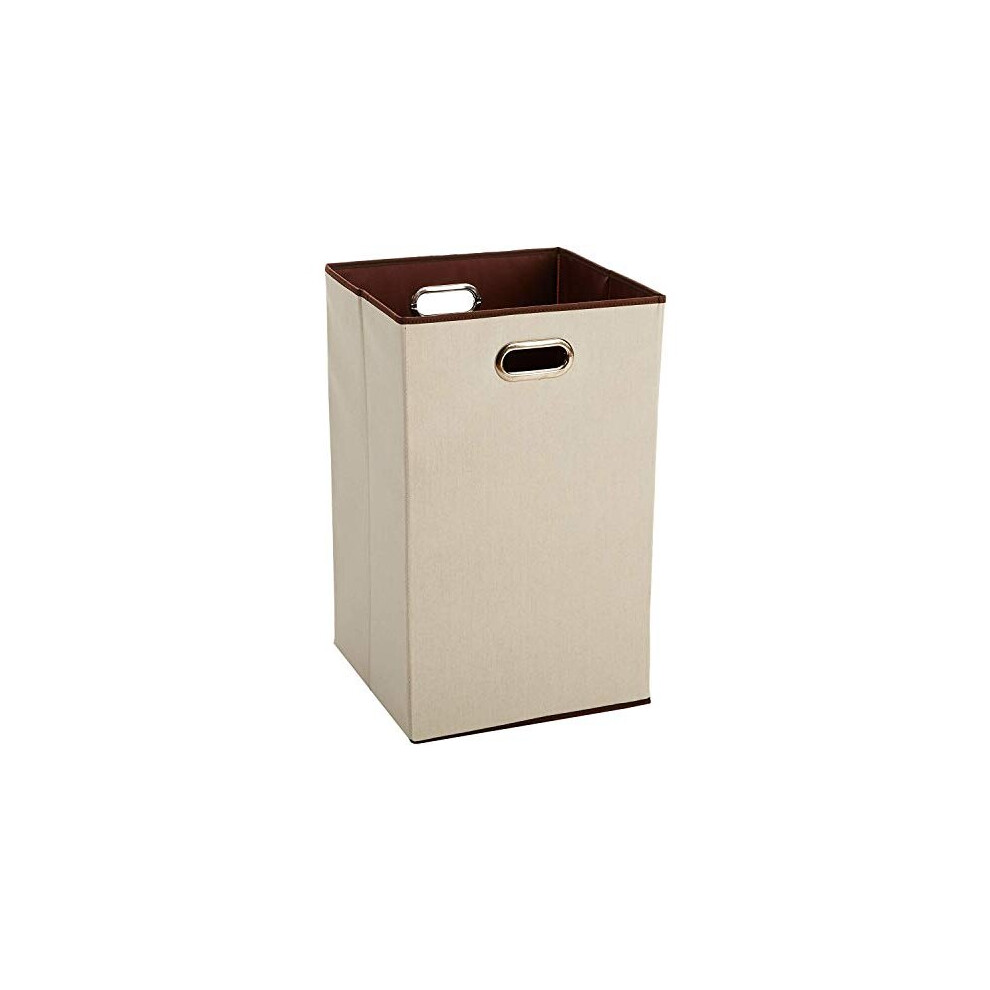 Foldable Rectangular Laundry Basket, Beige,brown