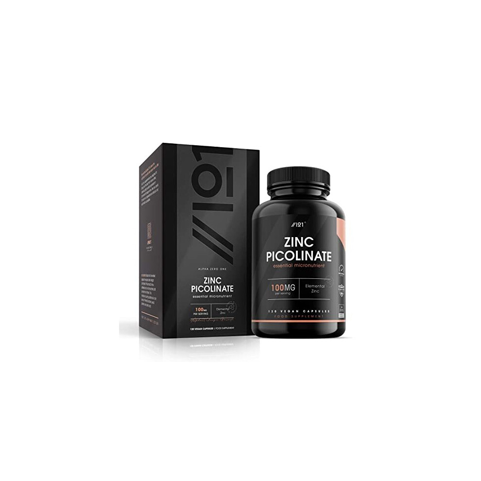 Zinc Picolinate 100mg - 1000% Daily NRV - Elemental Zinc Picolinate - 120 Vegan Capsules - No Additives â Non-GMO, Gluten Free.