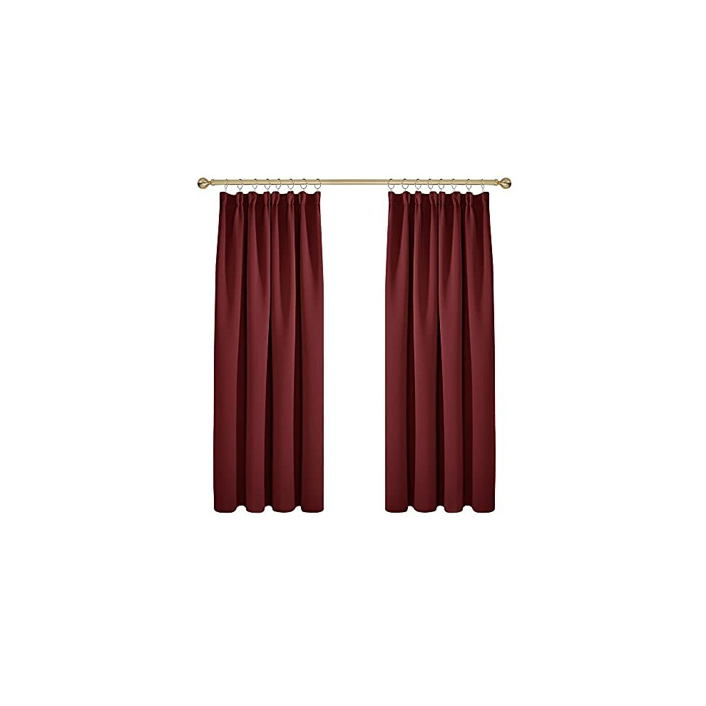 Super Soft Pencil Pleat Curtains Thermal Insulated Blackout Curtains For Kids Bedroom 66 X 72 Two Panels Red Deconovo
