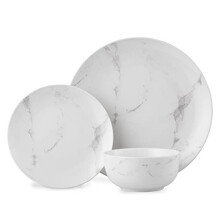 12 Piece Marble Plate Set/Marble Dinner Sets / 4X Dinner Plates, 4X Side Plates, 4X Bowls/Microwave/Dishwasher Safe
