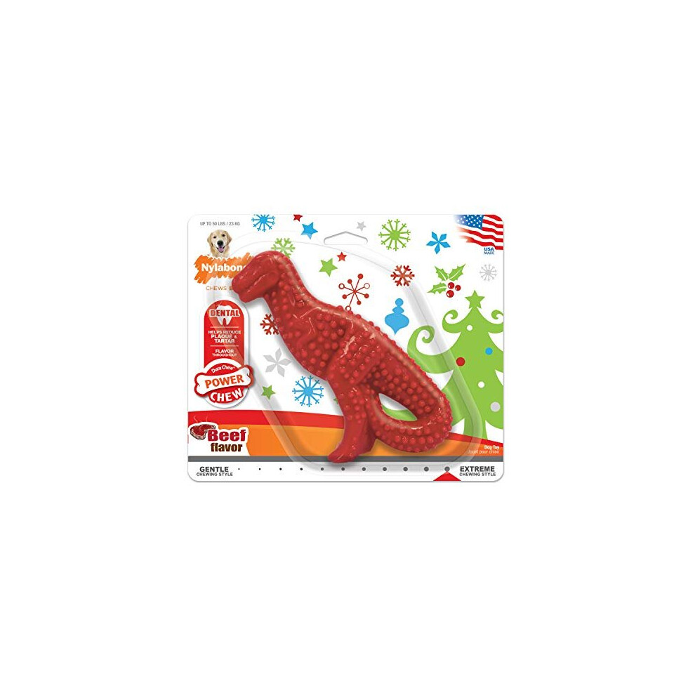 Extreme Power Tough Chew Holiday Dinosaur Chew Toy for Dogs, Beef Flavour, Large/Giant, for Dogs up to 23kg