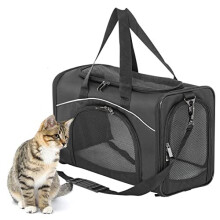 Cat Carrier Airline Approved Large Cat Carrier,Foldable Cat Carriers Medium Two-Way Placement on Plane for Cats and Small Dogs, Black,47cm x 24cm x