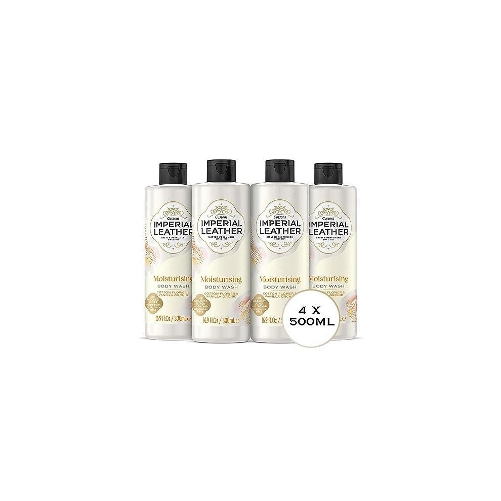 Moisturising Shower Gel - Cotton Flower & Vanilla Orchid Fragrance, Signature Oil Blend with Creamy Lather - Gentle Skin Care Bulk Buy (4 X 500ml)