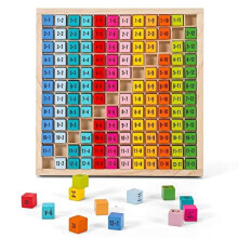 SOKA Wooden Toy 145 Pieces Colourful Board Montessori Math with 1 to 12 Times Table Tray with Answers, Mathematics Multiplication Board Educational