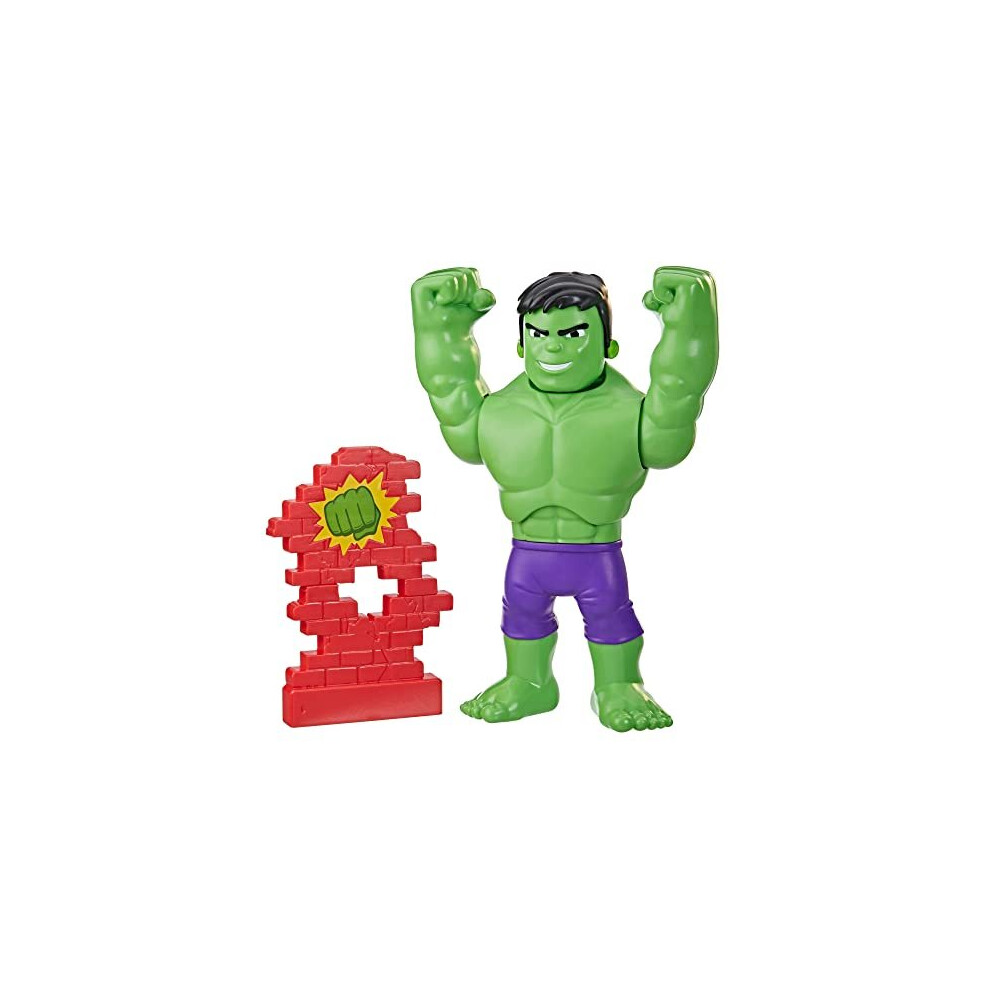 Marvel Spidey and His Amazing Friends Power Smash Hulk Preschool Toy, Face-Changing 10-inch Hulk Action Figure, Ages 3+