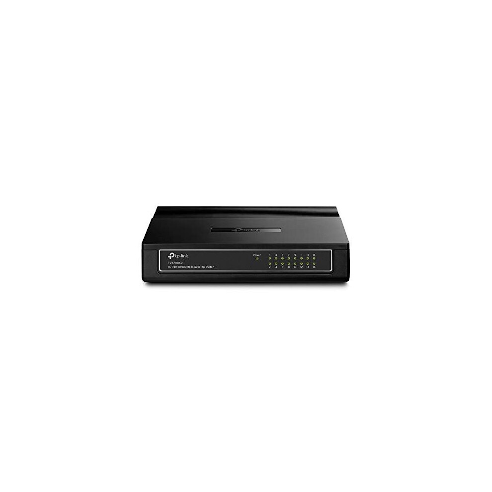 TL-SF1016D 16-Port 10/100 Mbps Desktop Ethernet Switch/Hub, Ethernet Splitter, Plug & Play, no configuration required, Black