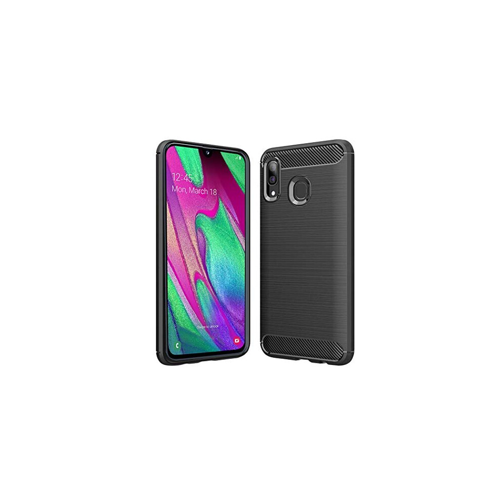 Samsung Galaxy A40 Case - Galaxy A40 5.9" SM-A405FN/DS Ultra Slim Carbon Fibre Shockproof Bumper Case Cover For Samsung Galaxy A40 (Black)