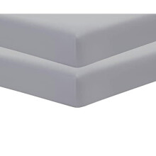 Pack of 2 Cot Bed Fitted Sheets 100% Cotton 200 Threads Count:-Hypoallergenic-Elasticated-Breathable-Soft (Grey Silver, 70 Cm X 140 Cm)