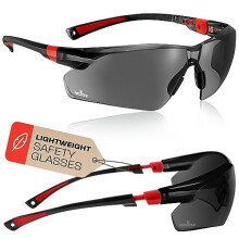 Safety Sunglasses with Green Tinted Wraparound Lenses; Tinted Safety Glasses for Men and Women with Adjustable Arms & No-Slip Grips; Work Glasses with