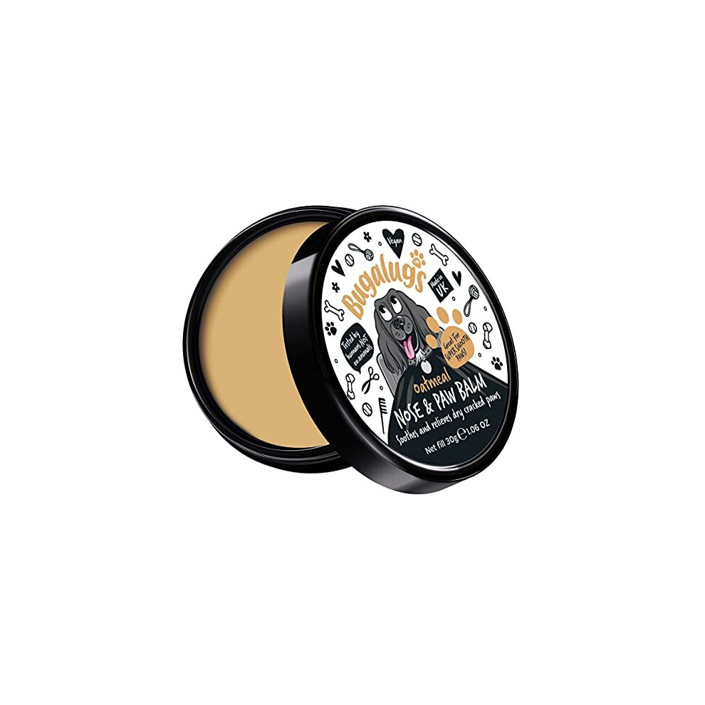Bugalugs Dog Nose Balm 30G, Natural Lick Safe Paw Balm For Dogs Contains Colloidal Oatmeal, Dog Paw Vegan Formula Nose Balm For Dogs Reduces Skin Cream