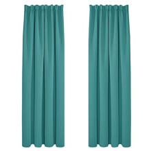 Home Decoration Thermal Insulated Curtains Blackout Curtains Pencil Pleat Curtains for Kids Turquoise W55 x L79 Inch 2 Panels