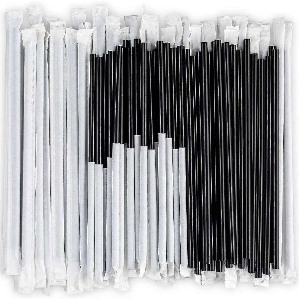 Clear Plastic Straws Individually Wrapped 1000 Pack - 8 Inch 0.24" Wide Drinking Straw, Bpa Free B