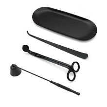4 in 1 Stainless Steel Candle Cover Tools kit,Candle Wick Trimmer Cutter, Candle Wick Dipper,Candle Snuffer and Plate Holder
