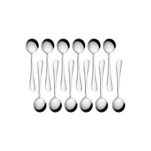 Small Round Tea Spoons Set of 12 Stainless Steel 4.65inX1.26in Tiny Coffee Spoons Set Mini Dessert Spoon Ideal for Black Tea Soup Hot Chocolate (R#5)