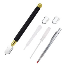 Glass Cutter,Glass Cutting Tool Set Multi-Function Tile Cutteris is Used to Cut Glass Mirrors Tiles Mosaics,Additional with Lettering Pen Replacement