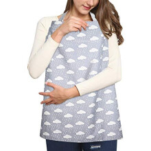 Breastfeeding Cover Nursing Cover Scarf 100% Breathable Cotton Multi-Use Breastfeeding Apron Swaddle Blanket with Adjustable Strap Storage Pockets