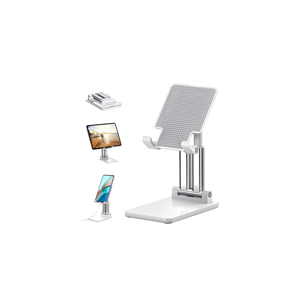 Tablet Stand, Phone Stand, Adjustable Tablet Holder Of The Dual Tube And Foldable, Compatible With Tablet/ Mobile Phone (4.7-12.9 Inches)(White) White 7659481759742