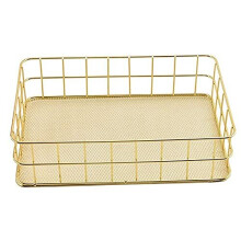 Gold Storage Basket,Desktop Finishing Wrought Iron ,Metal Wire Fruit Storage Basket,Toiletries /Multi Purpose Desktop Storage for Office,Bedroom