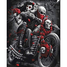 Paint by Numbers for Adults Gothic Skull Motorcycle Paint by Numbers Kits, 40cm x 50cm Canvas DIY Acrylic Painting Kit for Beginners