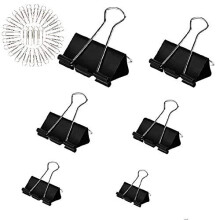 155 pcs Foldback Clips+100 pcs Paper Clips, Bulldog Binder Clips Metal Paper Binder Assorted 6 Size for Students Teachers Schools Office Supplies