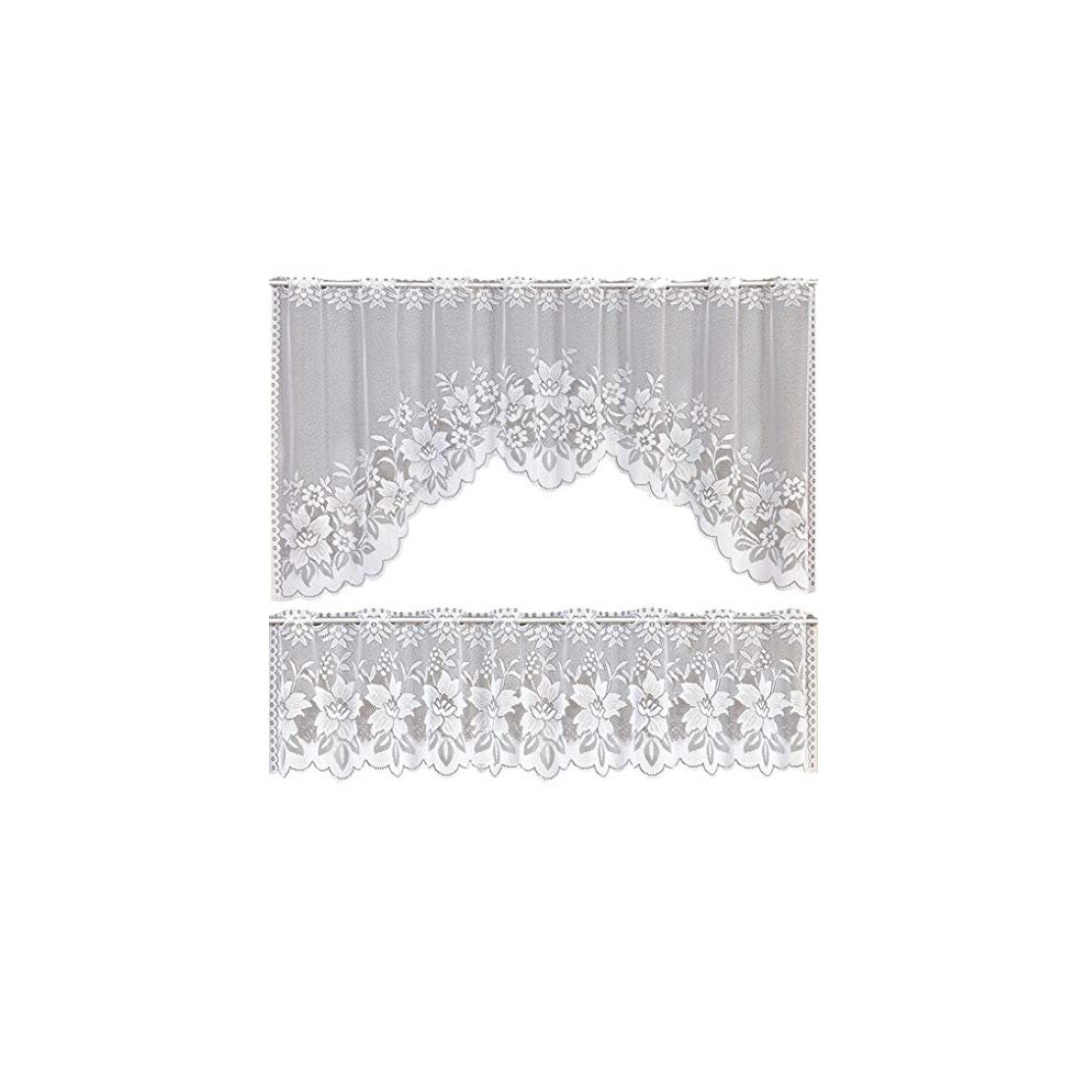 Translucent Curtain Lace Voile Coffee Curtain Vintage Style Cafe Window Tier Kitchen Dining Room Home Decoration Treatments(2Pcs/Set) Brown