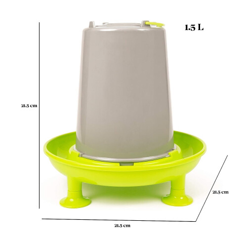 Automatic Poultry/Chicken Drinker - Small 1.5L Plastic Green/Grey 2