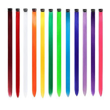 Colored Hair Extensions Clip In 12PCS 22 Inch Rainbow Color Straight Colorful Party Highlights Synthetic for Women Kids Girls