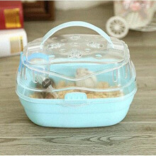 2 in 1 Pet Travel Carrier and Water Bottle for Small Animals Hamsters Gerbils Mice Portable Design with Handle (Blue)