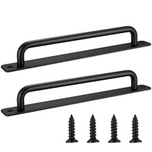 2 Pcs Black Door Pulls Handles, Sliding Grab Bar Doors Handles, Pull Push Doors Handles with Back Plate for Kitchen, Furniture, Cabinet, Cupboard