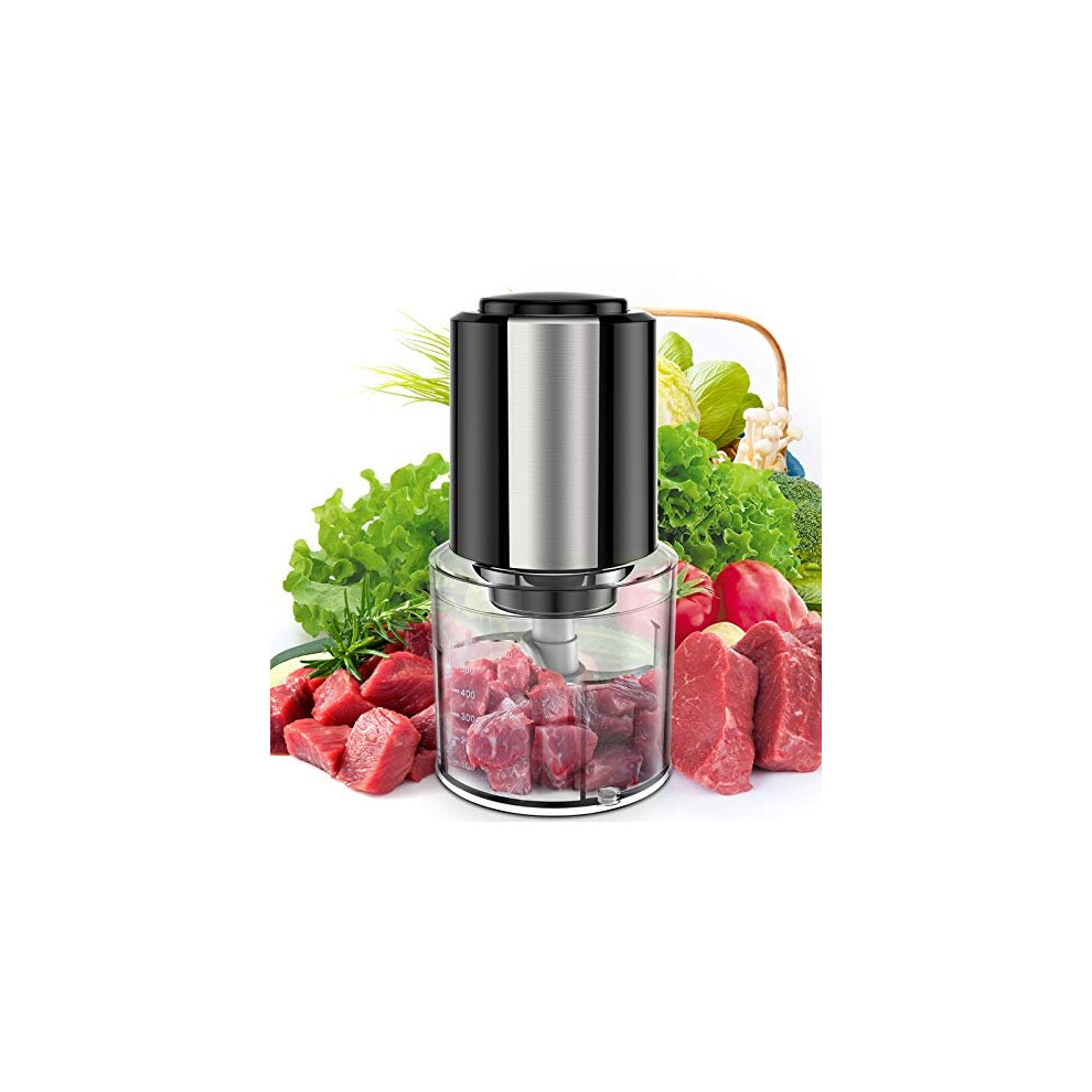 Mini Food Chopper, Vinoil Small Food Processor Meat Grinder, Electric Dicer for Baby Food, Meat, Onion, Vegetables, 600ml Blender Bowl and 4 Durable