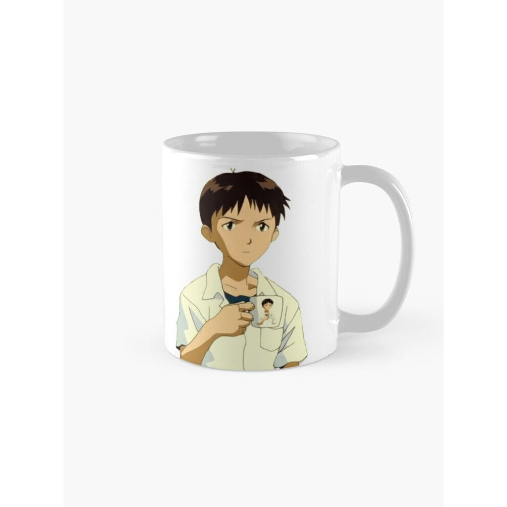 Whibos Mugs 11Oz Evangelion Shinji Drinking Coffee Coffee Ceramic Mug Funny Anniversary Novelty Christmas Gift