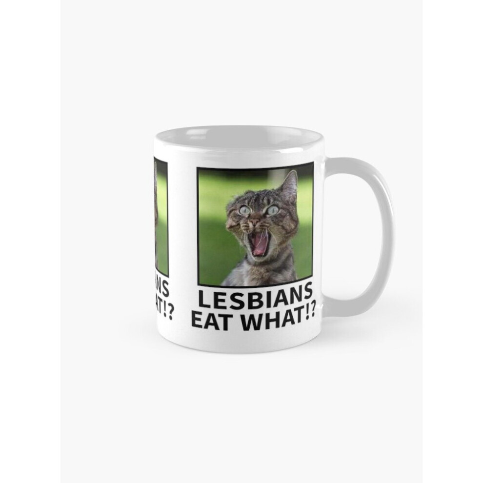 Mugs 11oz Lesbians Eat What Cat Meme Coffee Ceramic Mug Funny Anniversary Novelty Christmas Gift