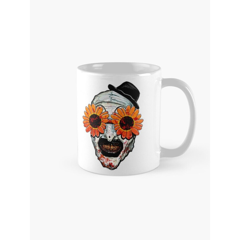 Mugs 11oz Art The Clown Terrifier 2 Sunflower Sunglasses Coffee Ceramic Mug Funny Anniversary Novelty Christmas Gift