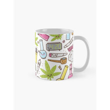 Mugs 11oz Cute Kawaii Marijuana 420 Pattern Coffee Ceramic Mug Funny Anniversary Novelty Christmas Gift