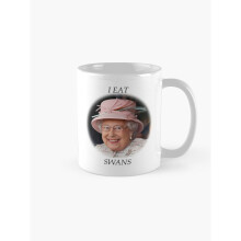 Mugs 11oz Queen Elizabeth - I EAT SWANS Coffee Ceramic Mug Funny Anniversary Novelty Christmas Gift