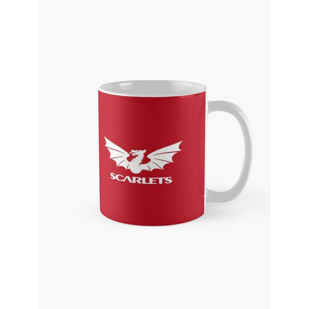 Mugs 11oz The Scarlets Rugby in White Coffee Ceramic Mug Funny Anniversary Novelty Christmas Gift