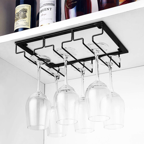 Wall Mount Glass Rack Holder Hanging Under Cabinet Hanger Iron Shelf 4 Type 1