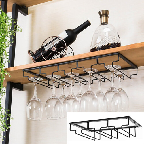 Wall Mount Glass Rack Holder Hanging Under Cabinet Hanger Iron Shelf 4 Type 2