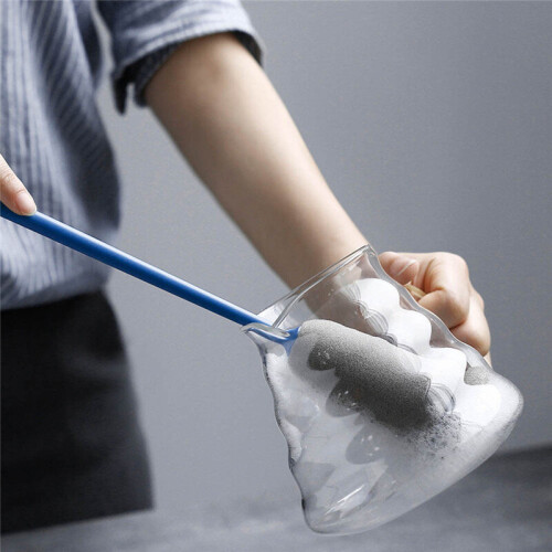 KIS SKISS FISH 3PCS Sponge Cup Brush Long Handle Replaceable Kitchen Cleaning Brushes 1