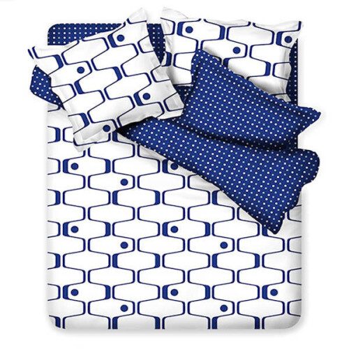 3 Or 4pcs Polyester Fiber Blue White Labyrinth Printed Double Sided Use Bedding Sets 2