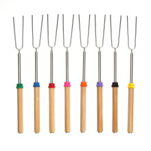 KingSo BBQ Roasting Sticks Extendable Design Wooden Handle Smores Kit for Fire Pit Sticks for Fire Pit