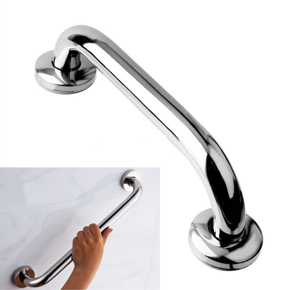 Silver Stainless Steel Safety Bath Bathroom Shower Tub Hand Grips Grab Bar Handle 25Cm