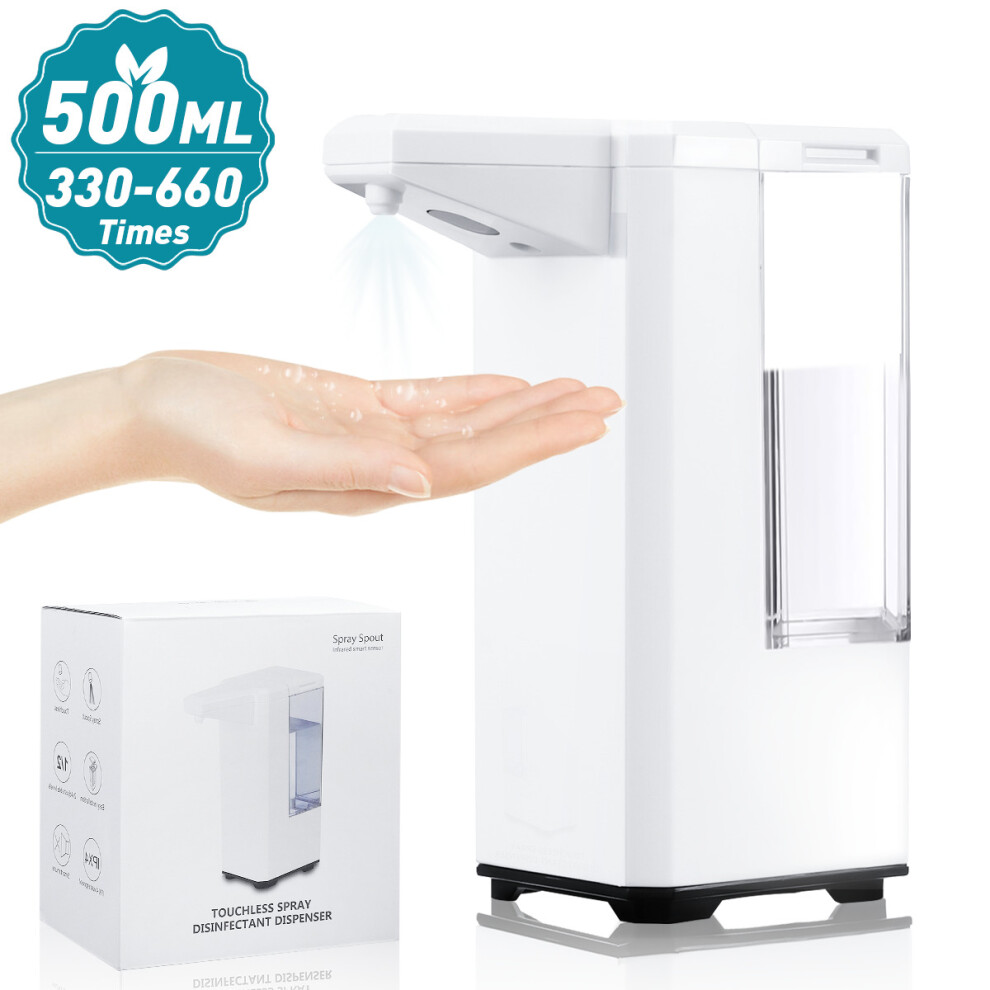 JOYXEON 500ml Automatic Induction Alcohol Spray Hand Sanitizer Dispenser Humanized Design IPX4 Waterproof Touchless Soap Dispenser