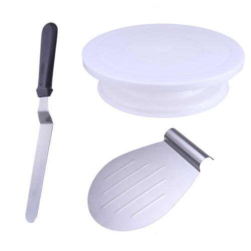 28cm Rotating Cake Icing Decorating Revolving Display Stand Turntable Smoother 1