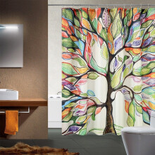 1PC Bathroom Fashion Waterproof Polyester 3D Colorful Tree Pattern Mildewproof Shower Curtain With 12pcs Hooks